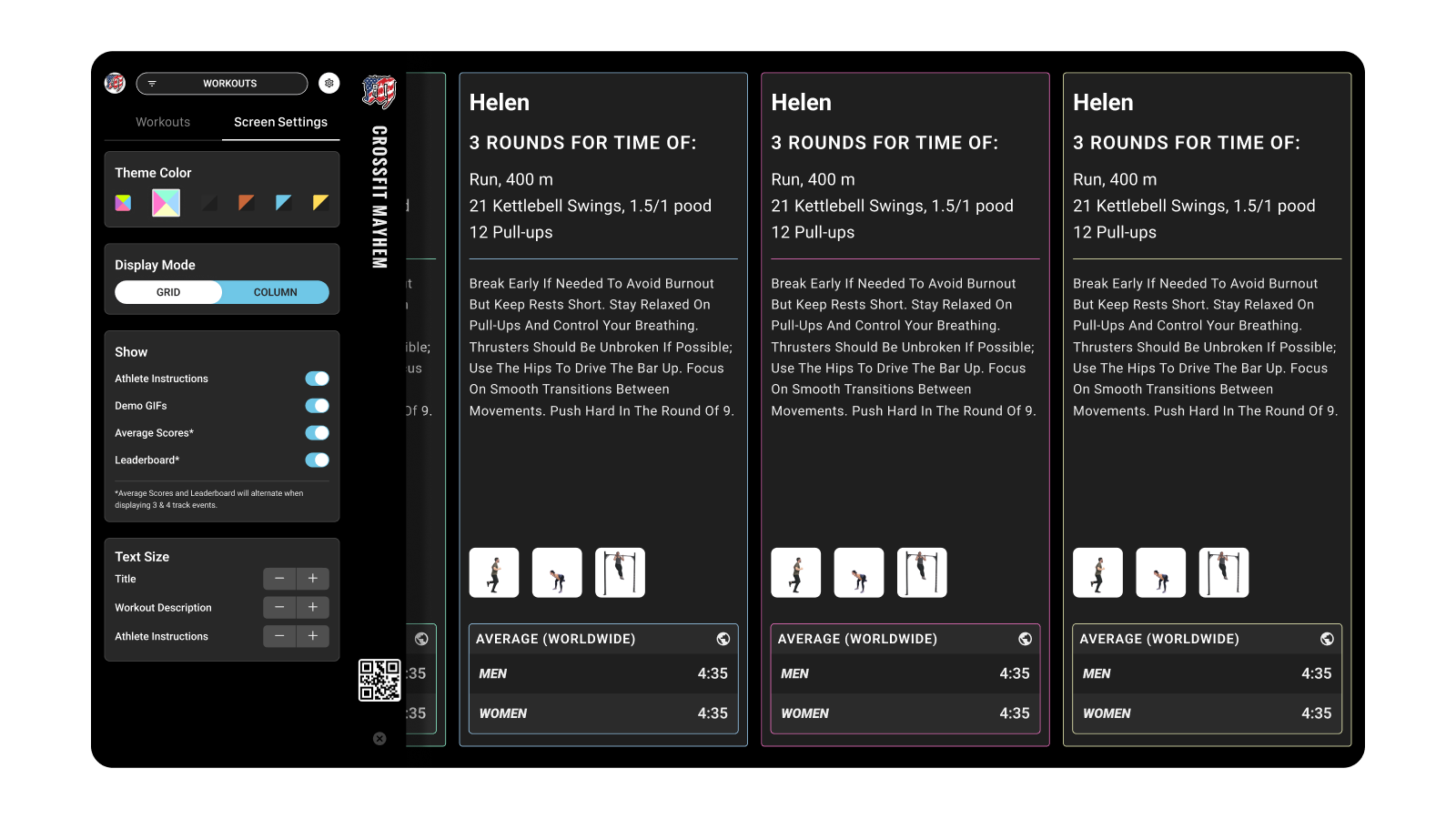 Workout TV WOD display