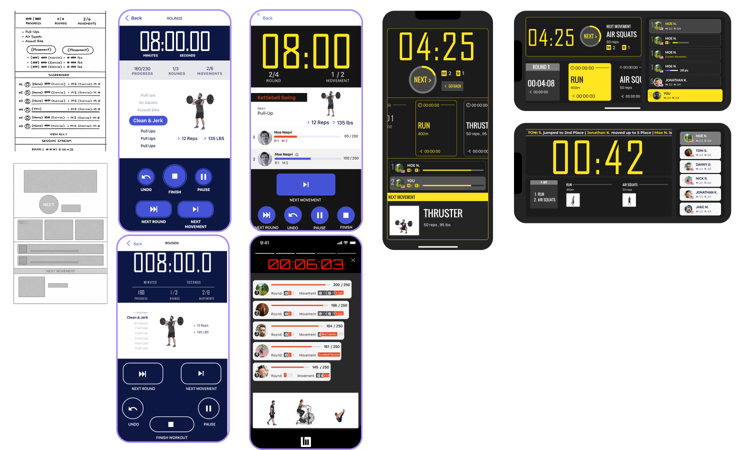 Early design exploration — alternate timer layout and information hierarchy